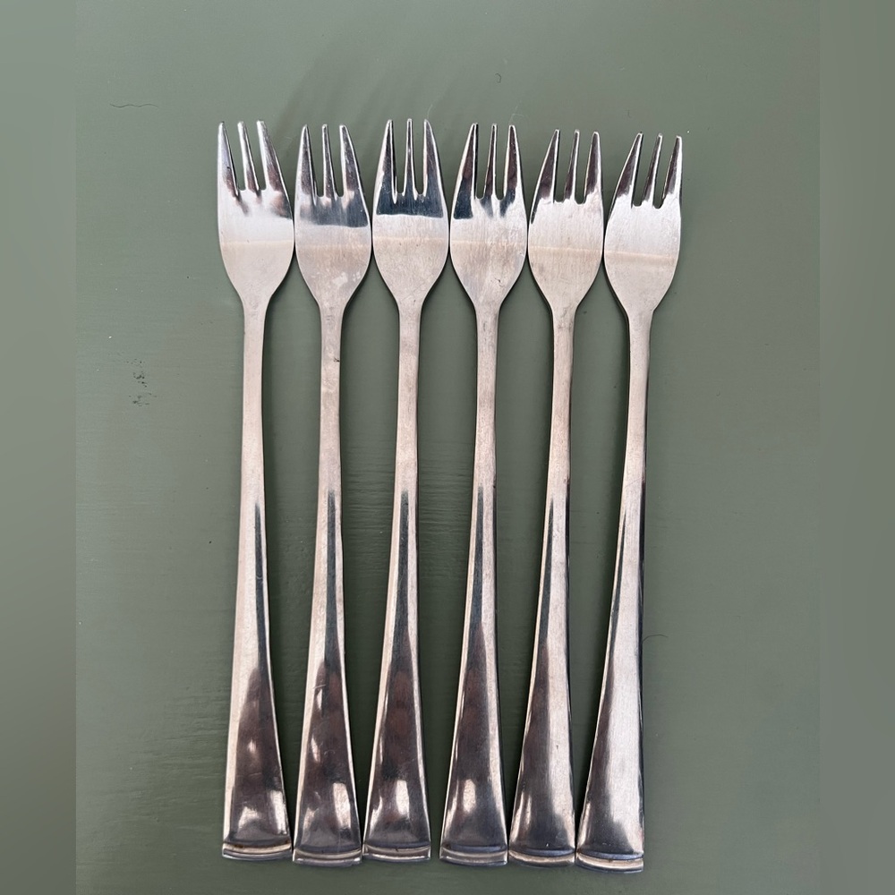 6 Northland Stainless Cocktail Seafood Forks Japan Shrimp Oyster Vintage